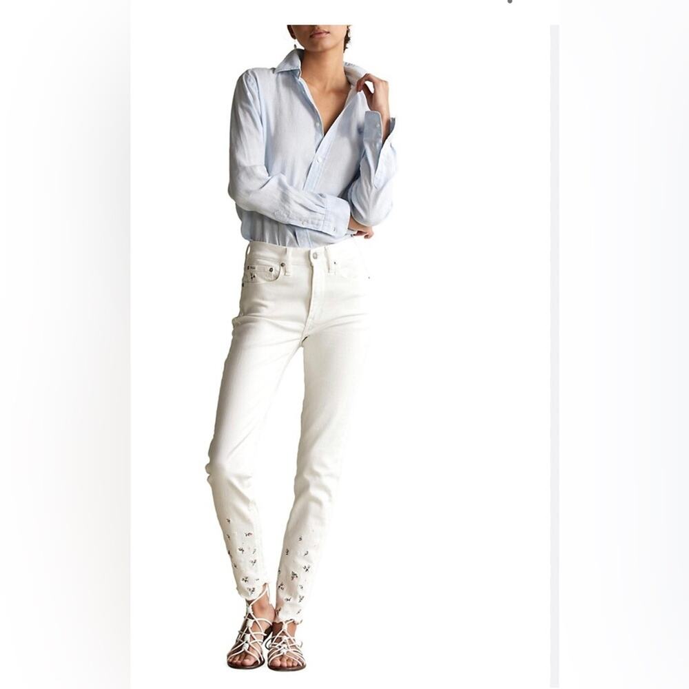 New POLO RALPH LAUREN TOMPKINS SKINNY HIGH RISE ANKLE JEANS White